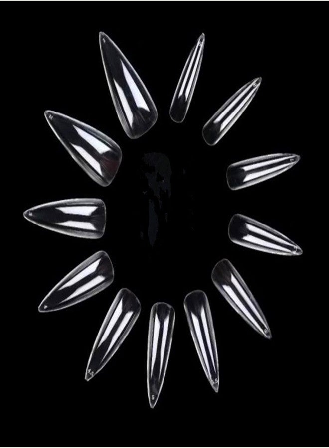 YIMART 500pcs/pack Stiletto False Nails Clear Long Almond False Nail Tips Oval Stiletto Sharp Full Nail tips Acrylic UV Gel Full Cover Nail Art Tips For Decoration Nails Salon (Clear Long Almond) - Image 1